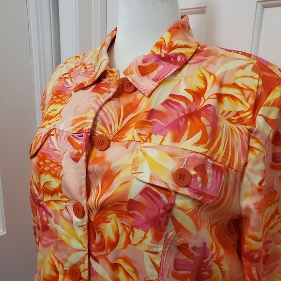 NWOT Drapers & Damon's Floral Print Cotton Jacket Size PXL, Preppy Colorful - Picture 2 of 9
